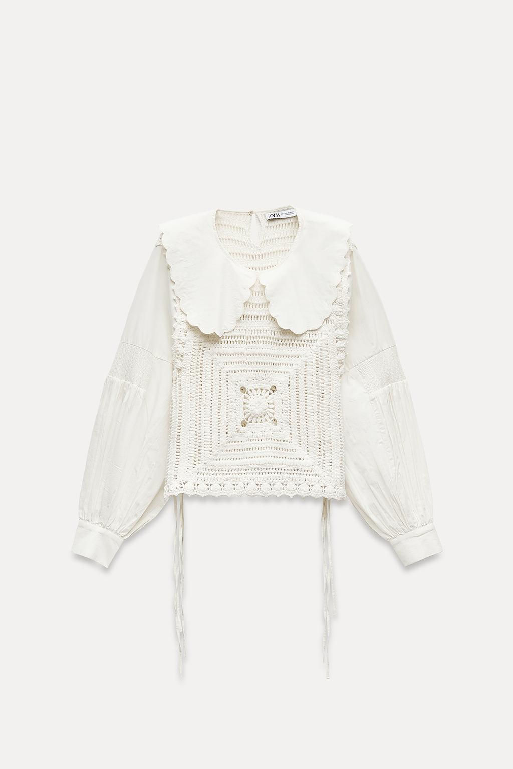CONTRAST CROCHET BLOUSE - Zara фото 7