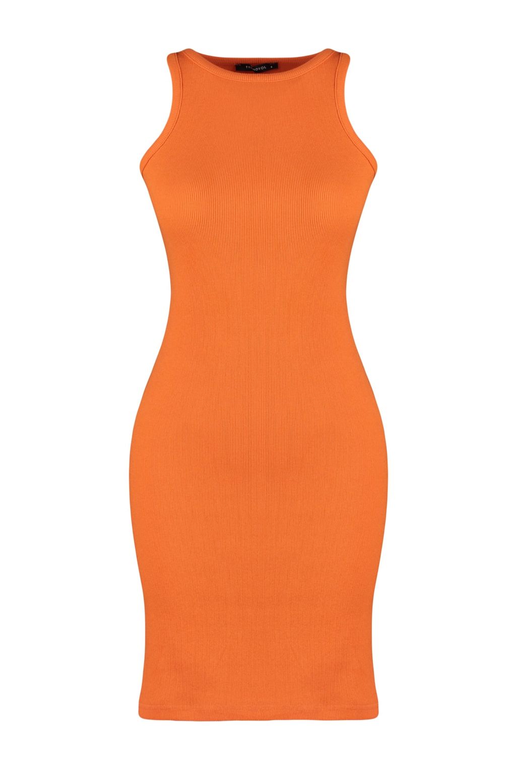 TRENDYOLMILLA Siyah Fitilli Kollar? Volanl? Bodycone/Vucuda Oturan Esnek Mini Orme Kalem Elbise TWOSS23EL00303 фото 15