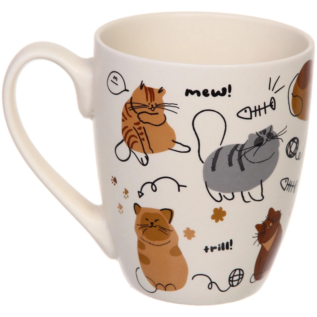 Цена за 2 шт. Кружка керамическая 350мл "Славные котики", микс 4рисунка