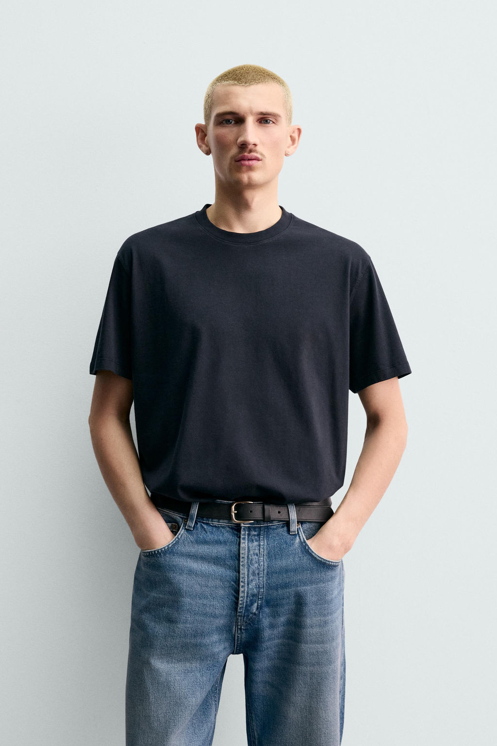 CAMISETA MEDIUM WEIGHT REGULAR FIT ORIGINS / Marino oscuro - Zara фото 2
