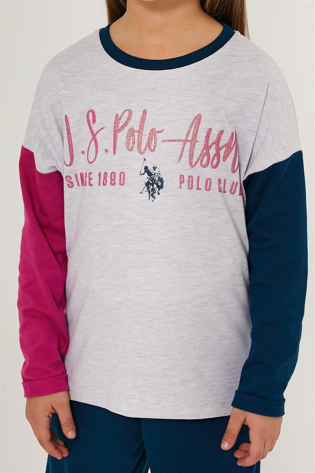 U. S. Polo Assn Белый меланжевый пижамный комплект для девочки - U.s. polo assn фото 5
