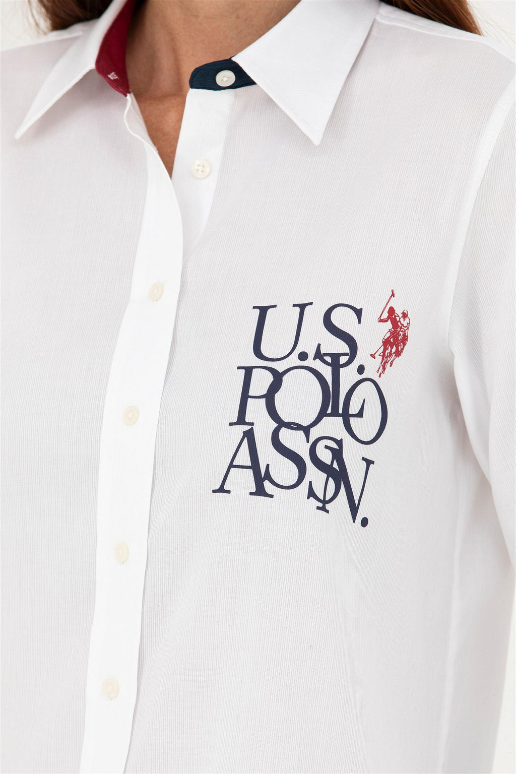 Женская белая рубашка с длинным рукавом - U.s. polo assn фото 14