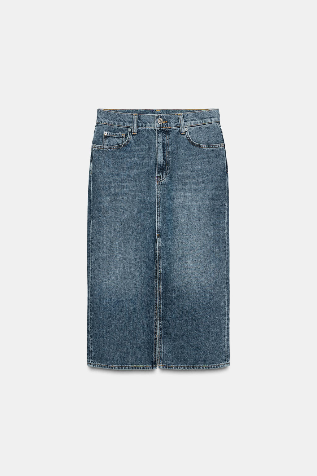 ZW COLLECTION DENIM SKIRT WITH SLIT - Zara фото 7