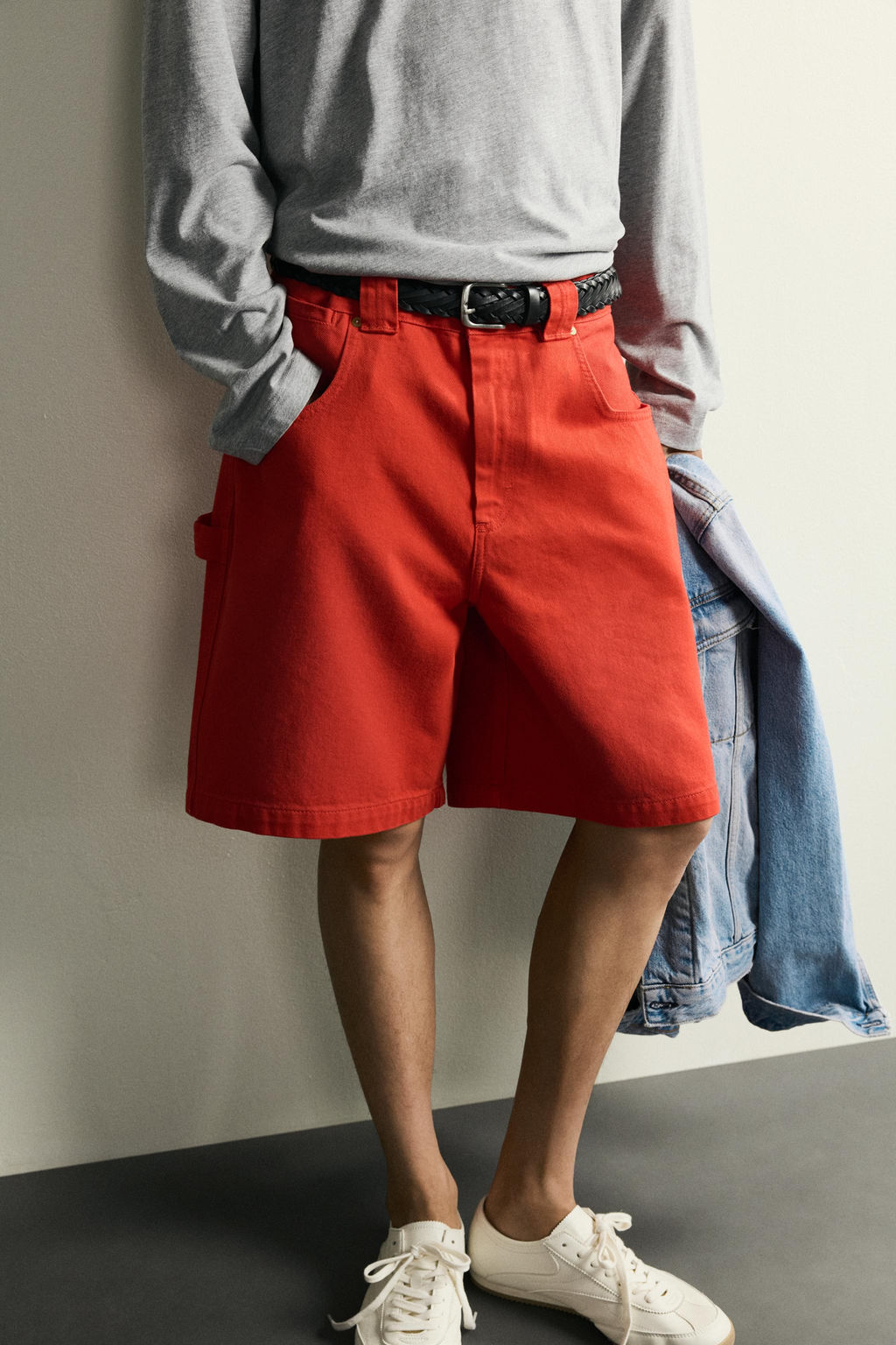 BERMUDA RELAXED FIT ALGOD?N / Blanco / Rojo - Zara фото 5