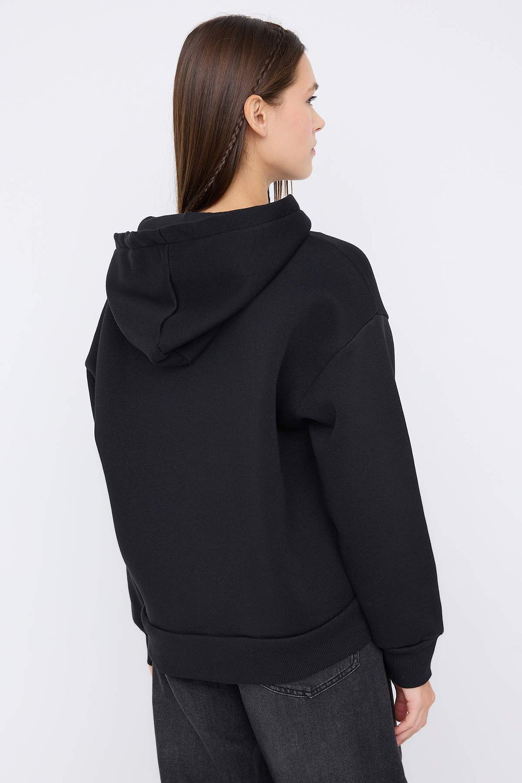 Teen Bordo Kapusonlu Kal?n Ici Polarl? Yar?m Pat Fermuarl? Cepli Orme Sweatshirt TWOAW26SW00160 - Trendyolmilla фото 9