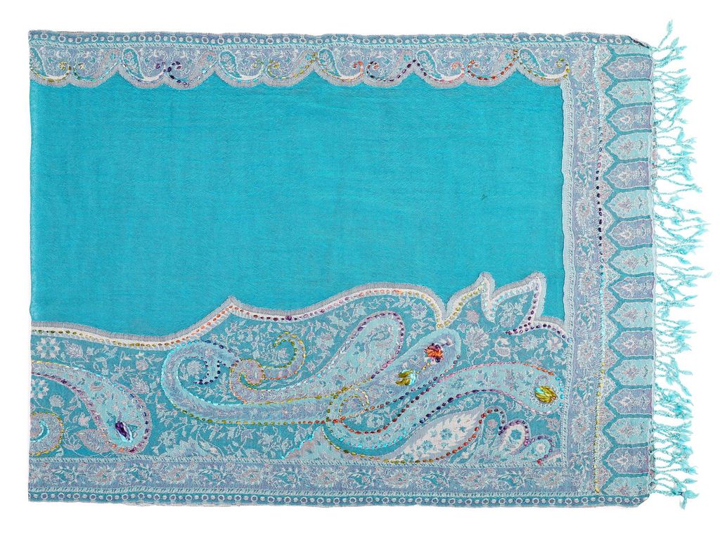 Палантин с вышивкой (шерсть вареная) в ассортименте №Тк903/21 - Ганг фото 3