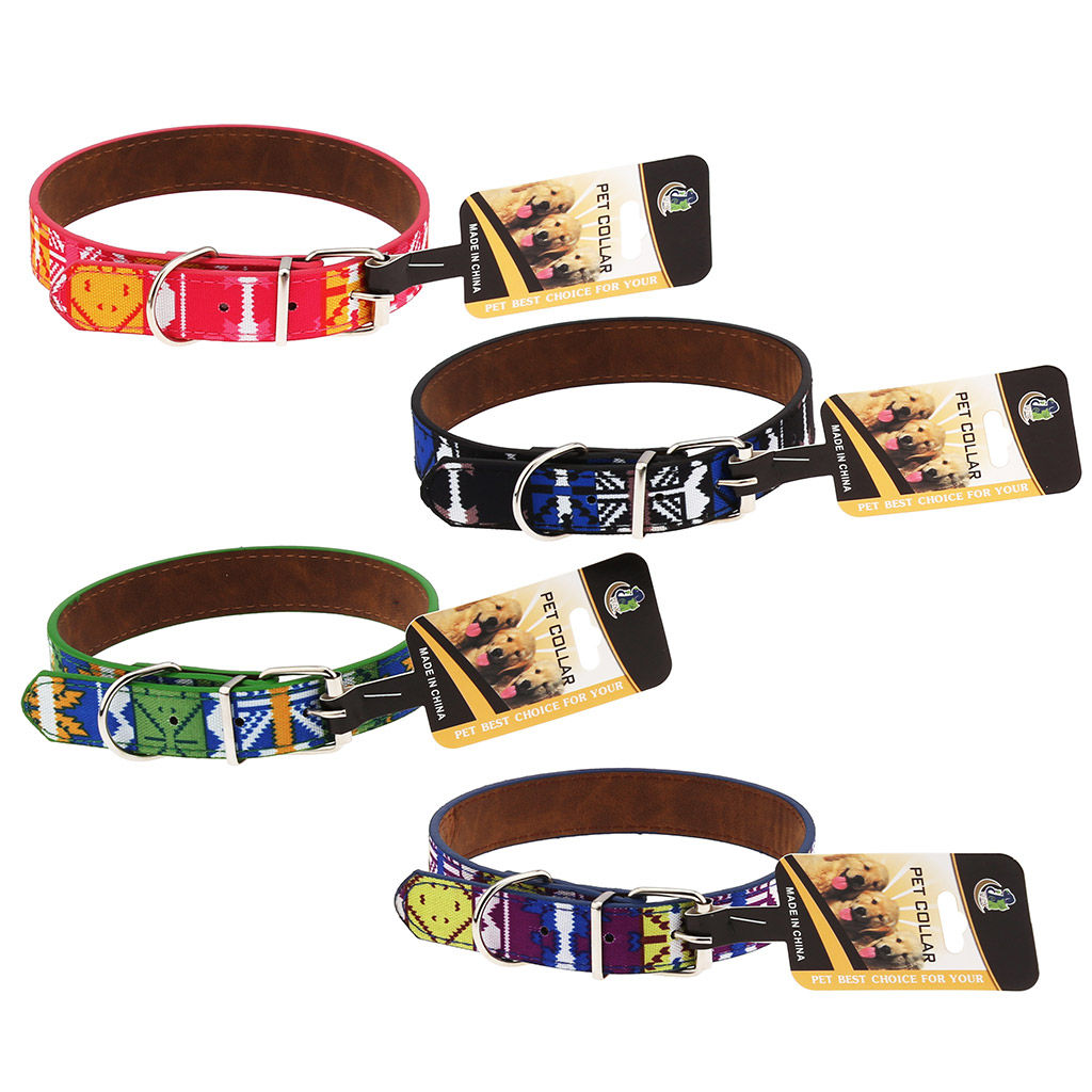 Пэт тойс (Pet toys) Ошейник для собаки Этно 2,4х51см, металлическая застежка, основа-под кожу, верх-полиэстер, металл декор, на картоне, цвета в ассортименте: сине-черный, желто-зеленый, фуксия, фиолетовый (Китай) фото 4