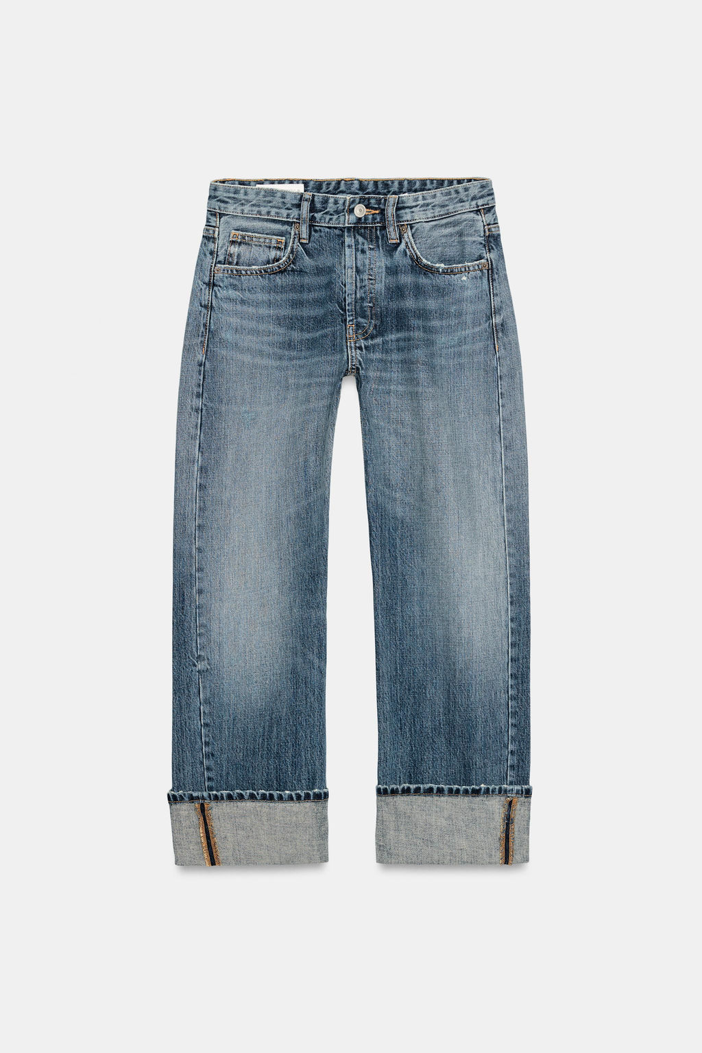 JEANS TRF RECTOS FOLD UP TIRO MEDIO / Azul - Zara фото 7