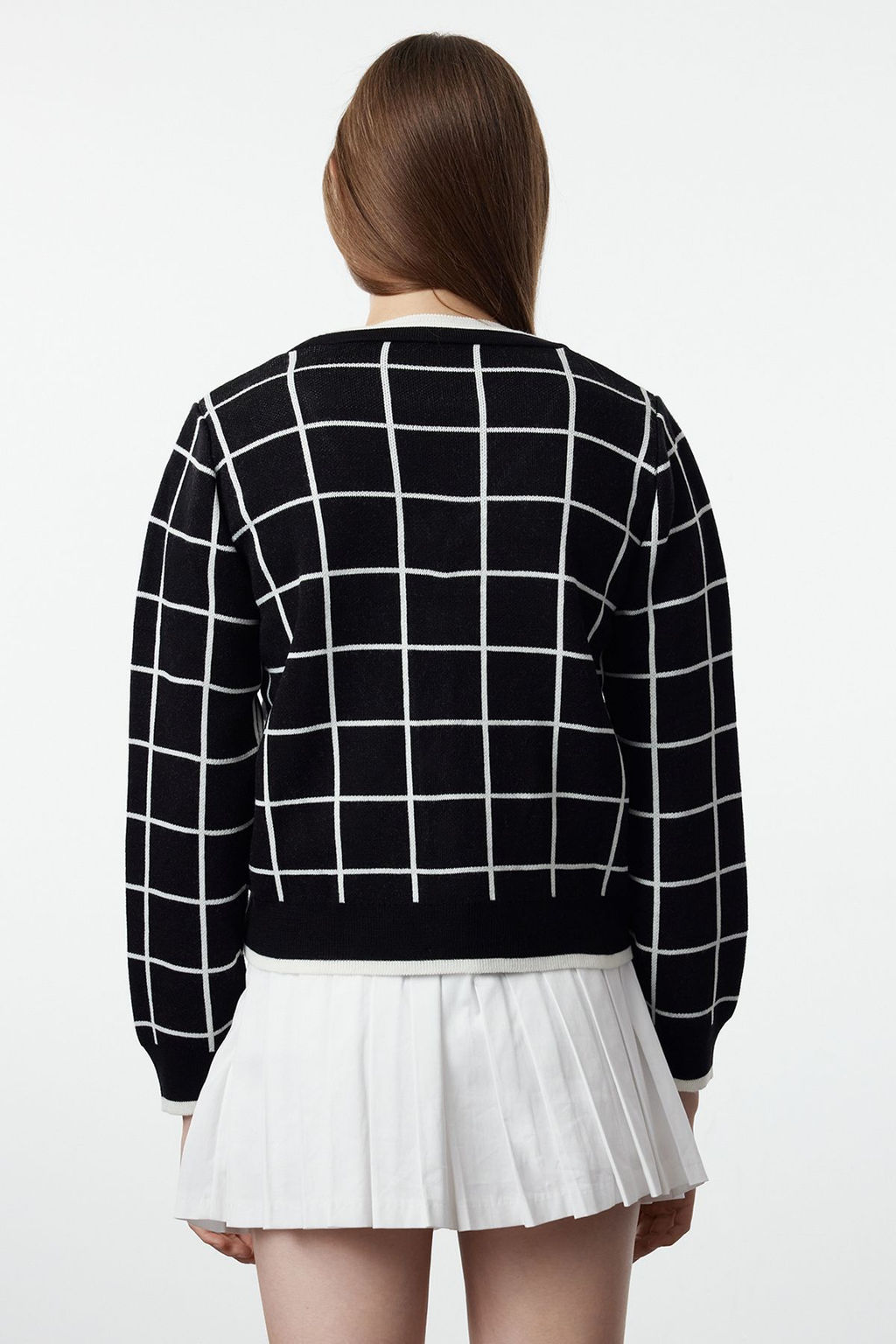 Siyah Ekose/Kareli Set Urun Triko H?rka TWOAW25HI00299 - Trendyolmilla фото 5