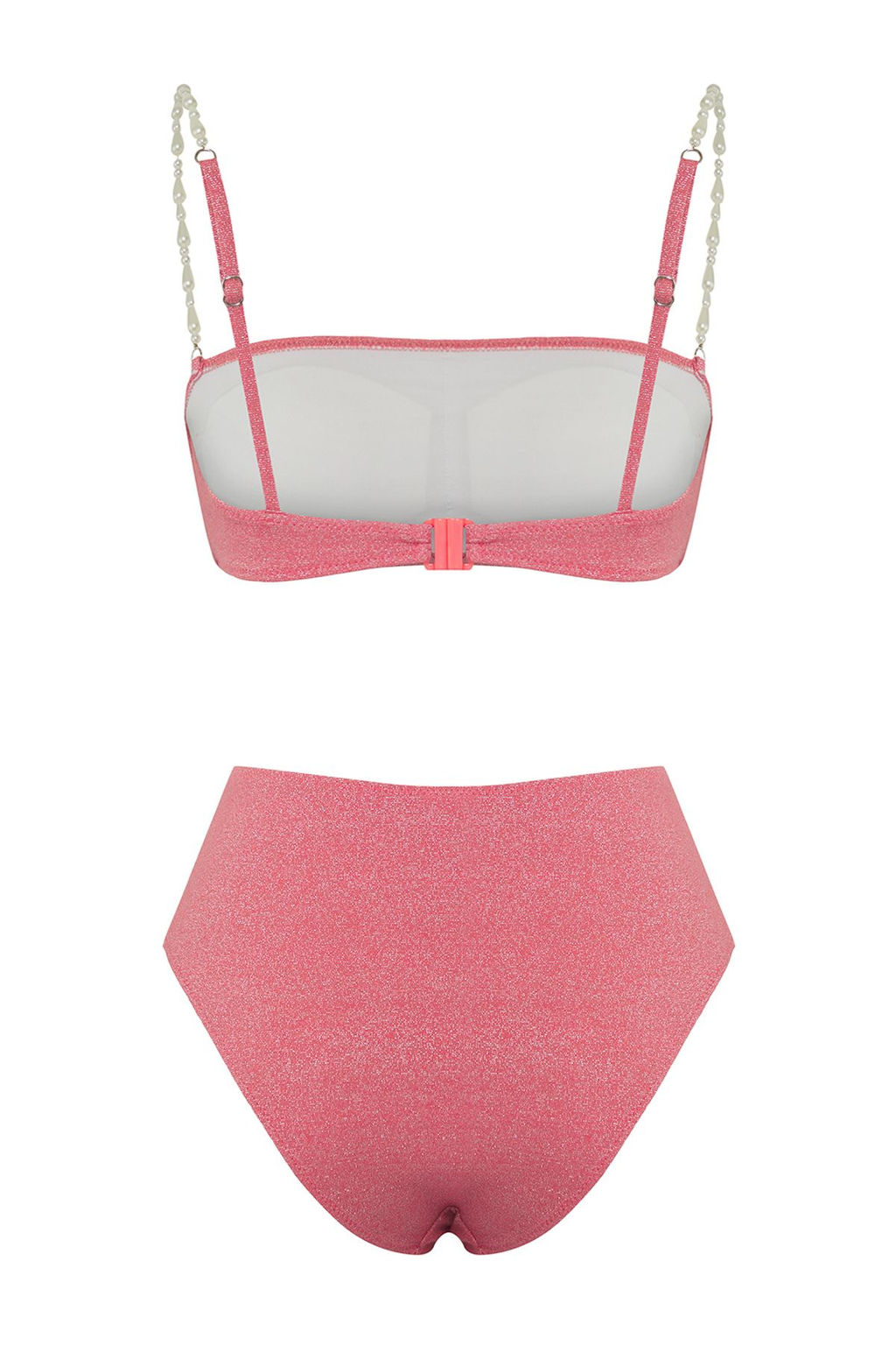 TRENDYOLMILLA Mavi Straplez Inci Aksesuarl? Simli Yuksek Bel Regular Bikini Tak?m? TBESS25BT00060  фото 6