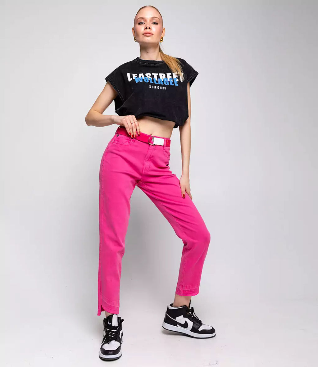 Джинсы #МСК8902, розовые