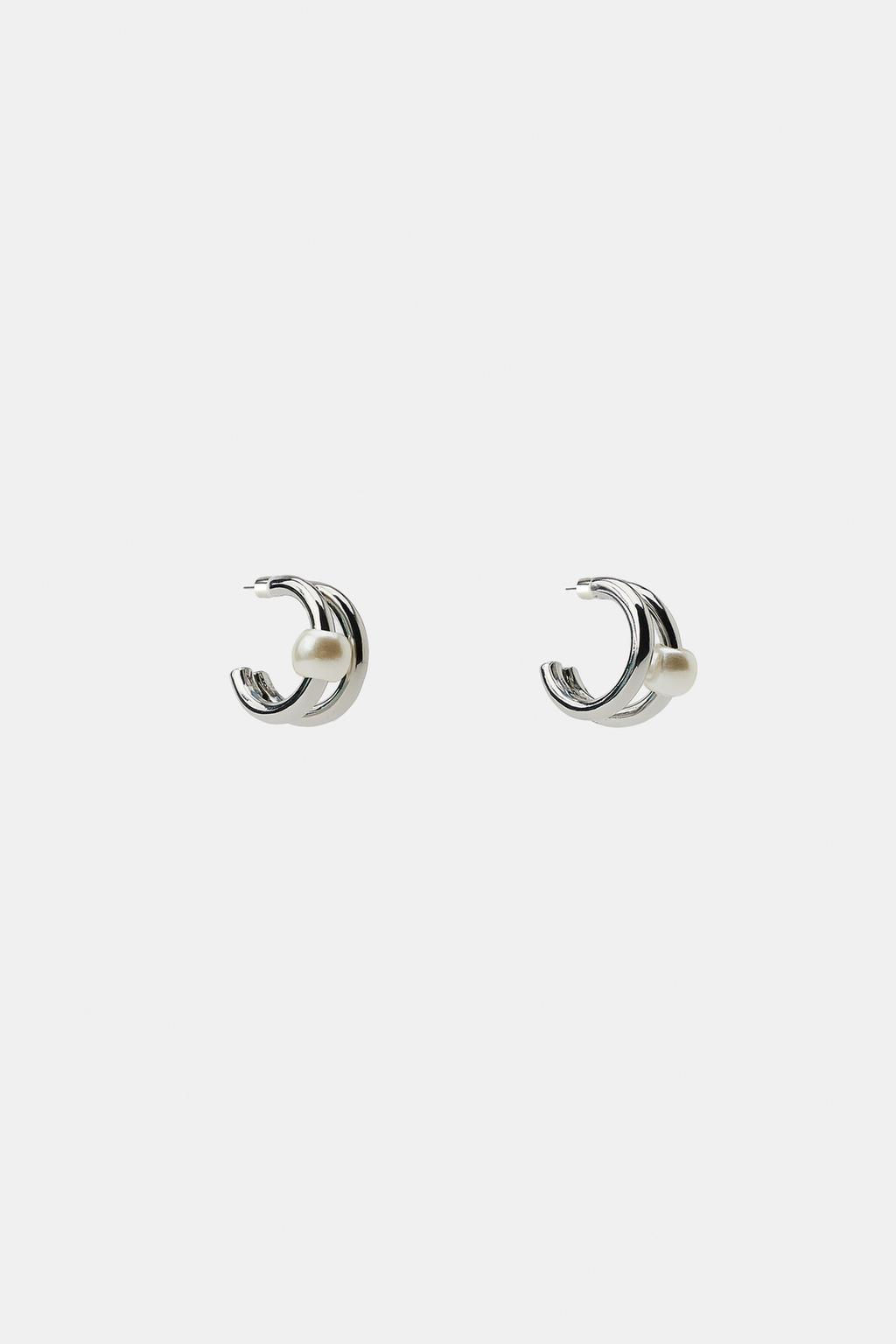PACK OF HOOP AND FAUX PEARL EAR CUFFS - Zara фото 4