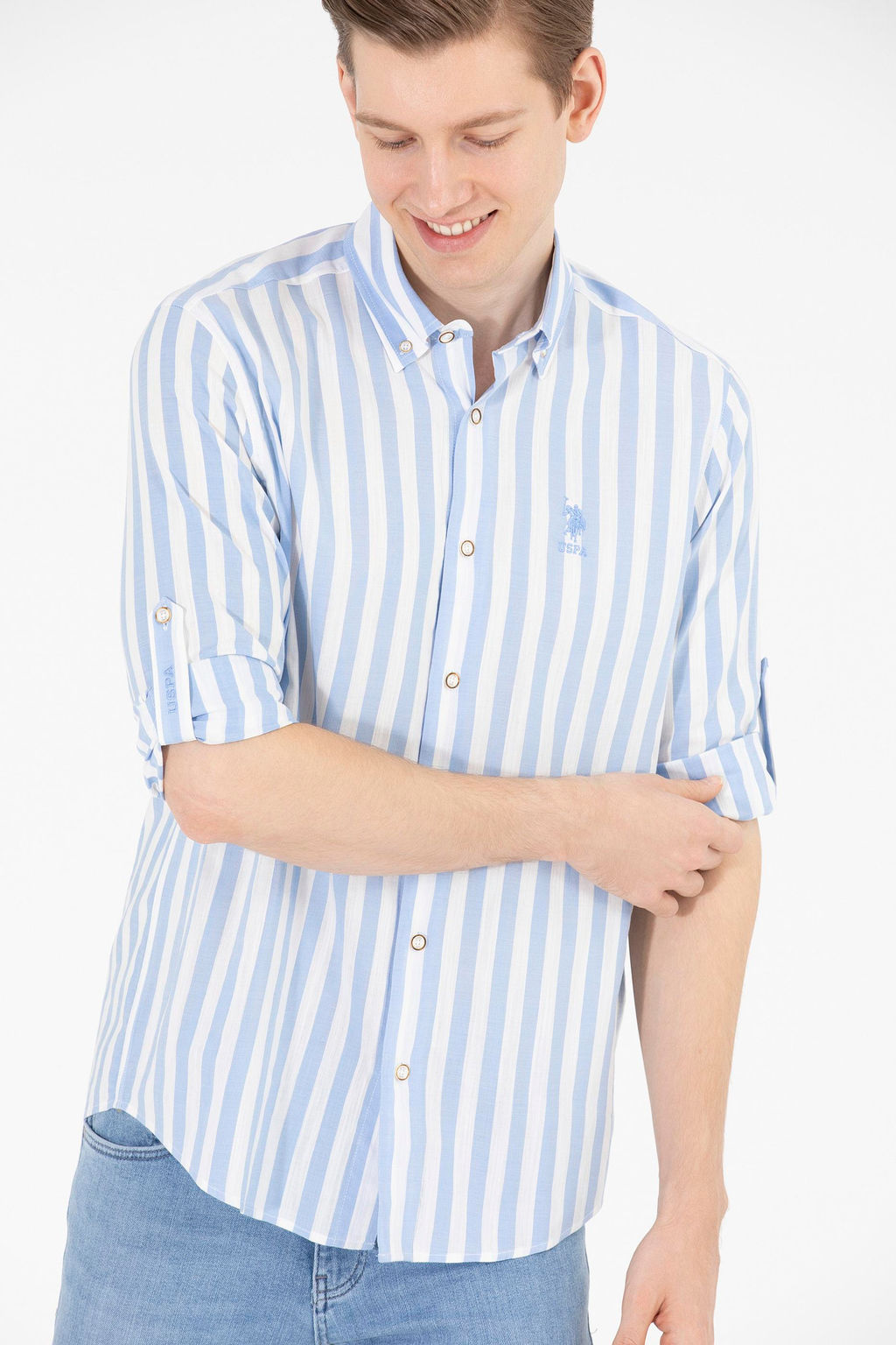 U. S. Polo Assn / Мужская синяя рубашка с длинным рукавом - U.s. polo assn фото 18