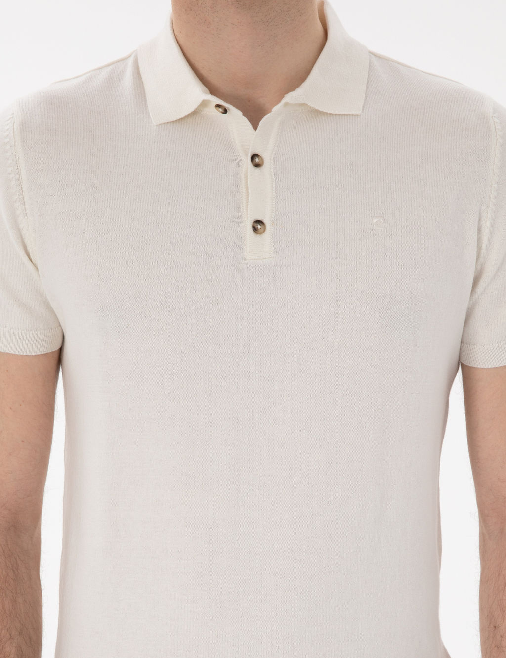 Ekru Slim Fit D__meli Polo Yaka Triko Ti__rt