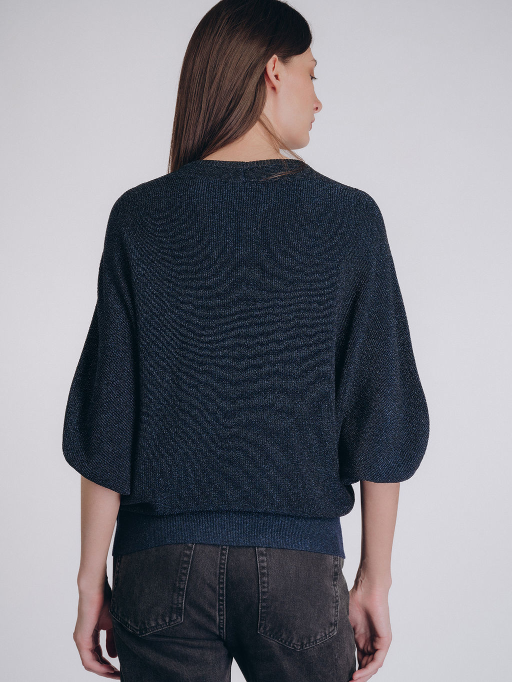 Женская кофта тёмно-синего цвета (арт. 5224TBC) - Indefini фото 3