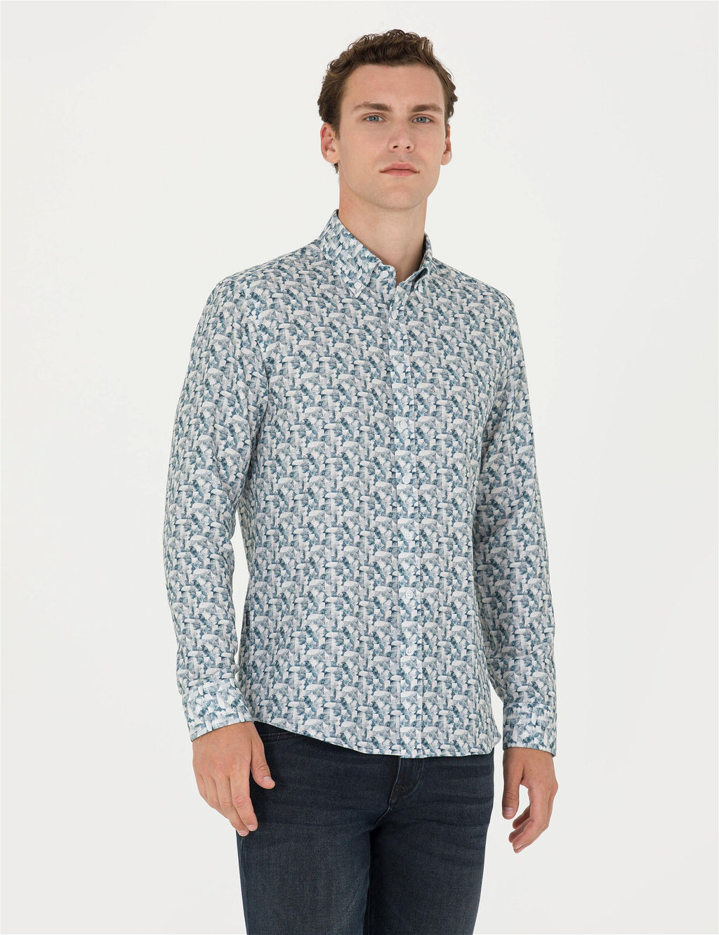 Petrol Slim Fit Uzun Kollu G_mlek - Pierre cardin фото 3