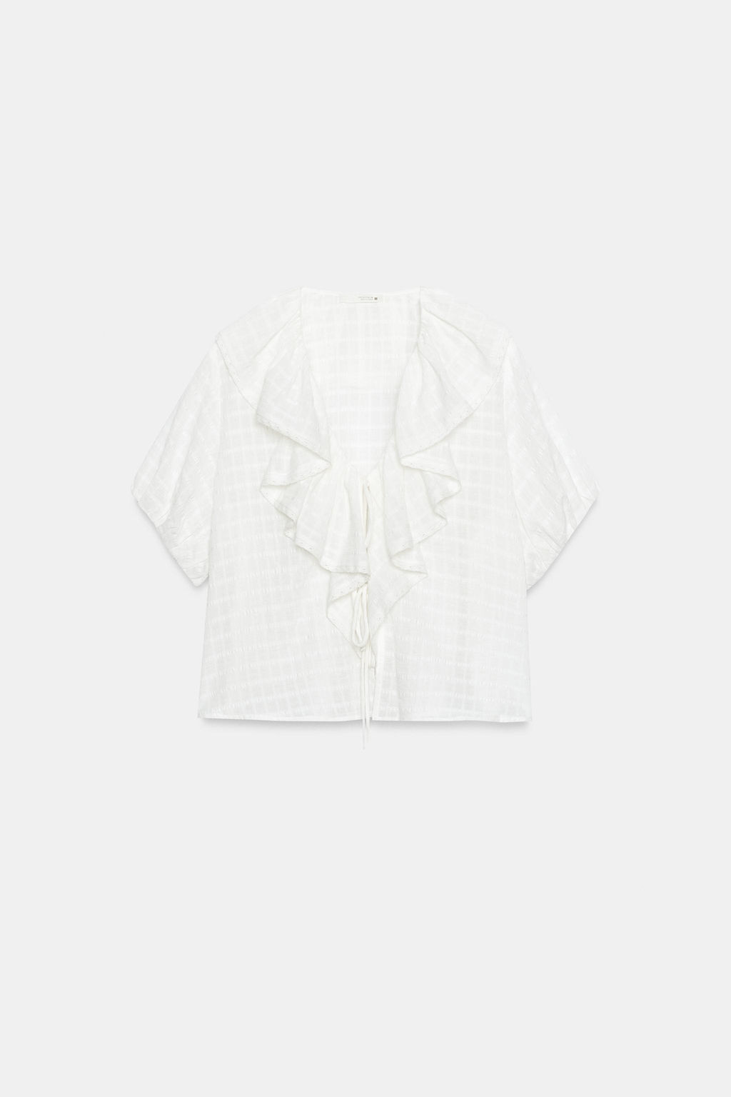 BLUSA VOLANTES LAZOS / Blanco roto - Zara фото 6