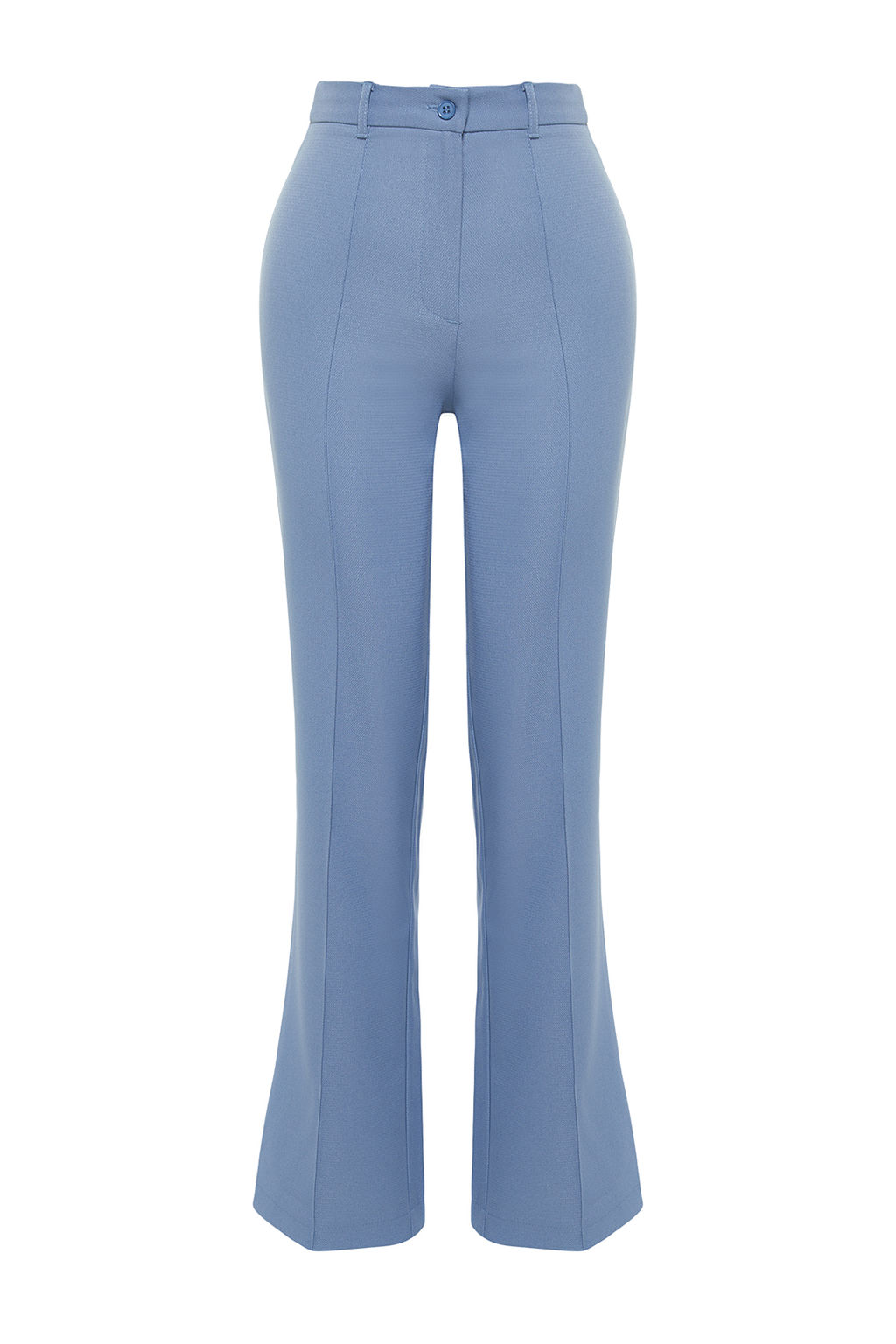 Indigo Straight/Duz Kesim Yuksek Bel Nervur Dikisli Dokuma Pantolon TWOSS21PL0093