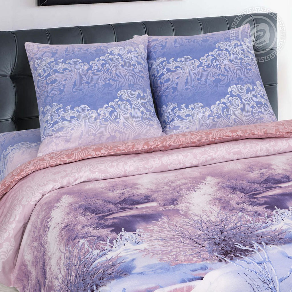 Постельное белье Морозное утро (поплин DE LUXE) 2 сп. с Евро/Пододеяльник: 1 шт. - 215*175; Простыня: 1 шт. - 215*240; Наволочка: 2 шт. - 70*70; DE LUXE - Артпостель фото 2