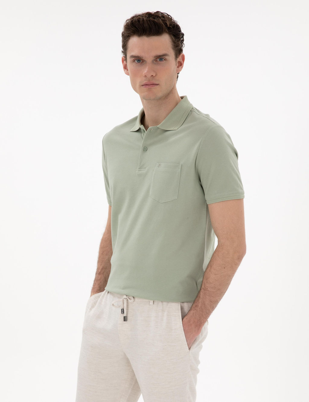 _a_la Ye_ili Regular Fit %100 Pamuk Polo Yaka Basic Ti__rt
