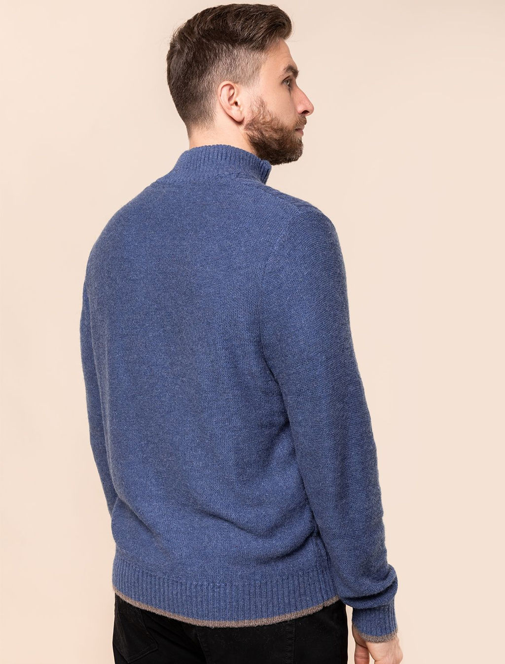 Свитер Vilatte фактурной вязки с молнией синий  фото 4