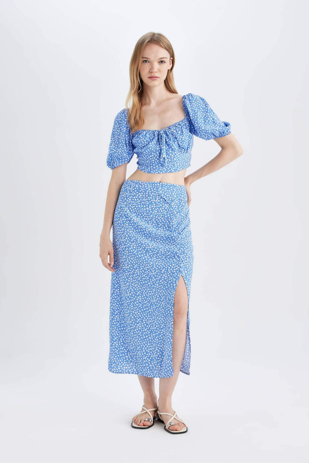 Regular Fit Cicek Desenli Y?rtmacl? Midi Etek - Defacto фото 2