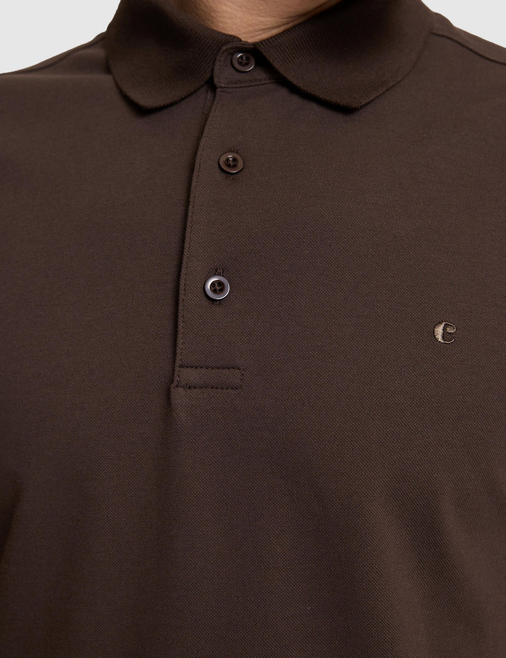 Kahverengi Slim Fit Pamuk Kar___ml_ D__meli Polo Yaka Basic T-shirt