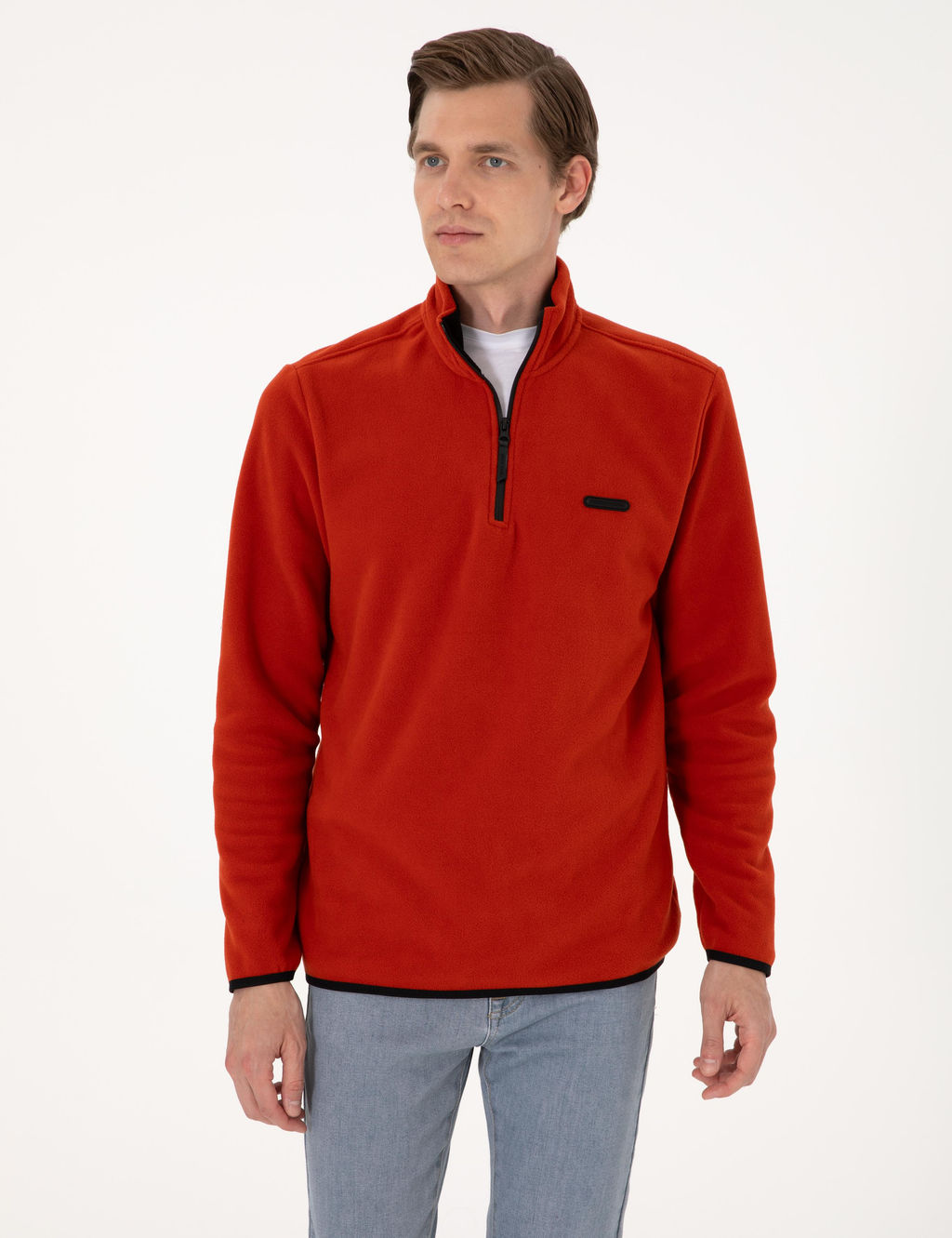 Kiremit Regular Fit Yar_m Fermuarl_ Polar Sweatshirt