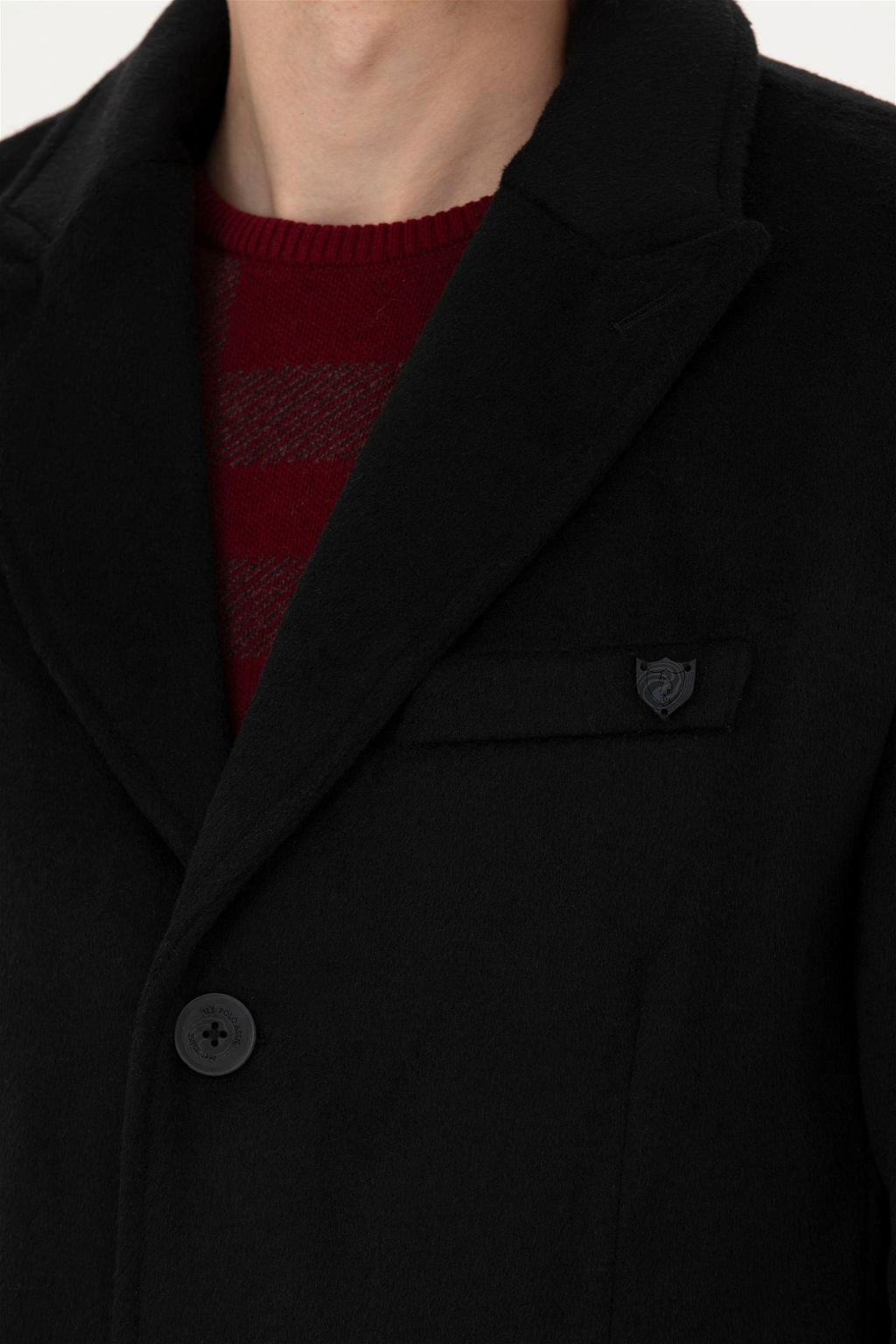 U. S. Polo Assn / Мужское черное пальто с тиснением - U.s. polo assn фото 7