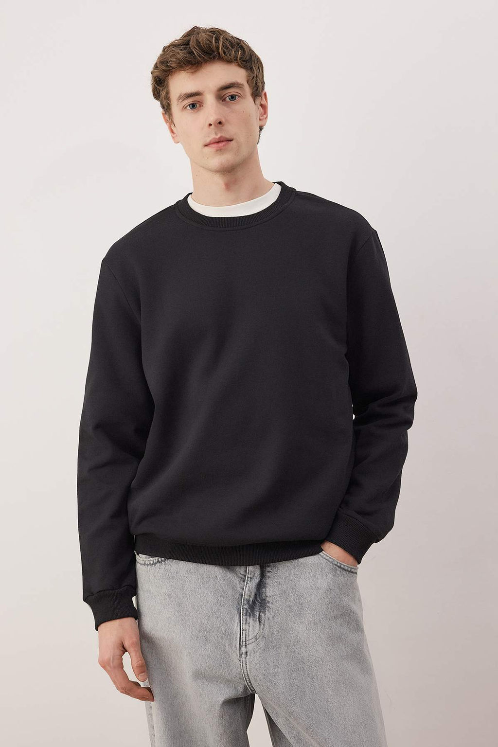 Siyah-Lacivert-Gri Melanj 3lu Paket Regular/Normal Kesim Basic Ici Polar Sweatshirt TMNAW26SW00006 - Trendyolmilla фото 16