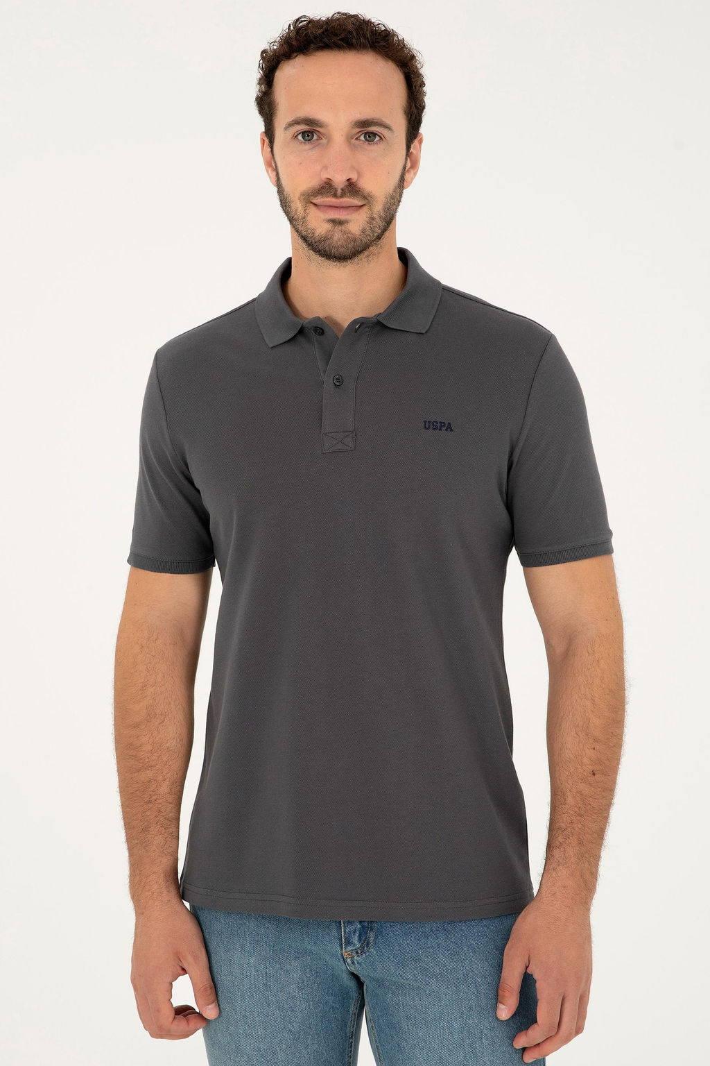 U. S. Polo Assn / Мужская базовая футболка антрацитового цвета - U.s. polo assn фото 3