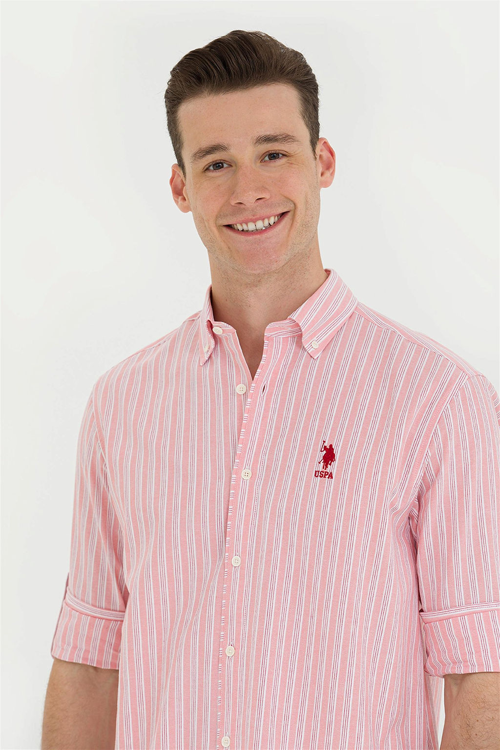 U. S. Polo Assn Мужская рубашка лосося в белую полоску - U.s. polo assn фото 9