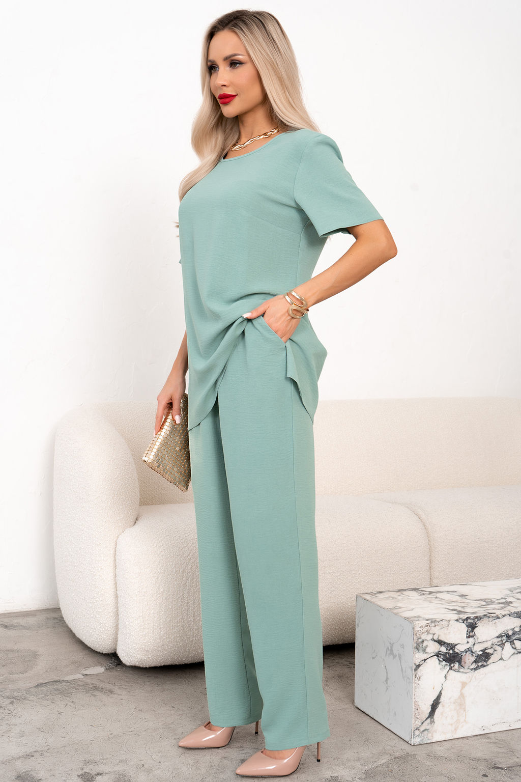 Костюм брючный (мята) К11-90/3 - Николь фото 3