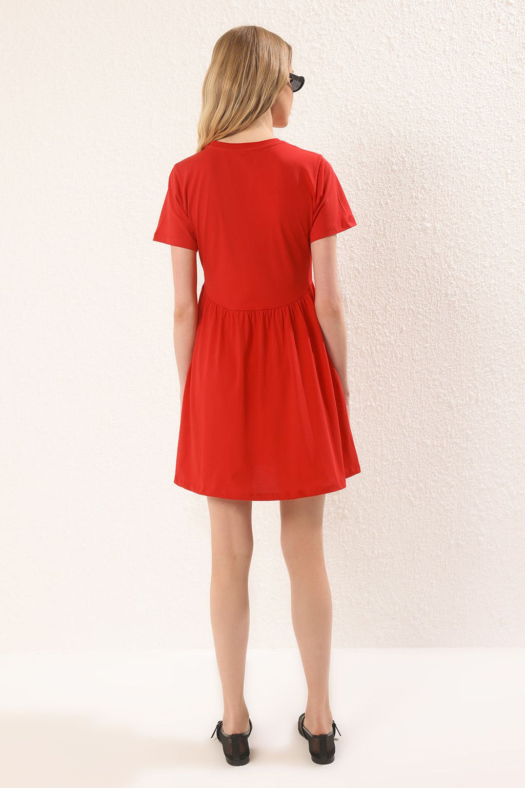 Trendyolmilla Lacivert Duz K?sa / Mini %100 Pamuk Skater Orme Elbise TWOSS25EL00386  фото 8