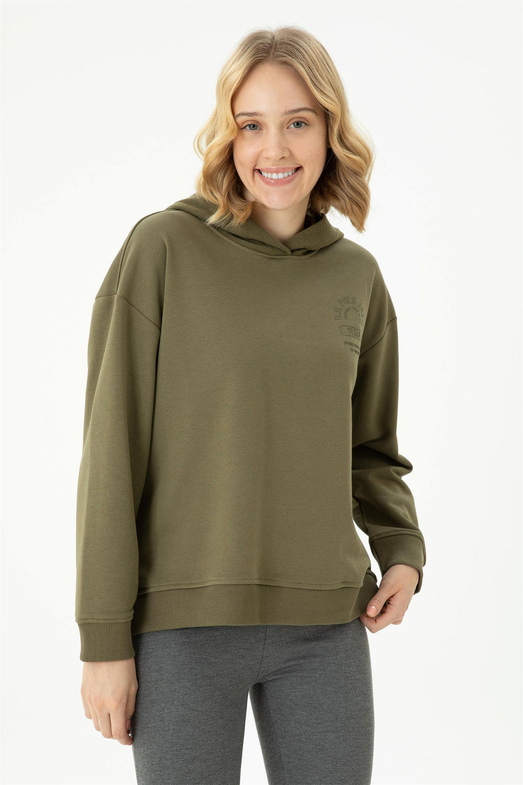 Женский свитшот цвета хаки - U.s. polo assn фото 8