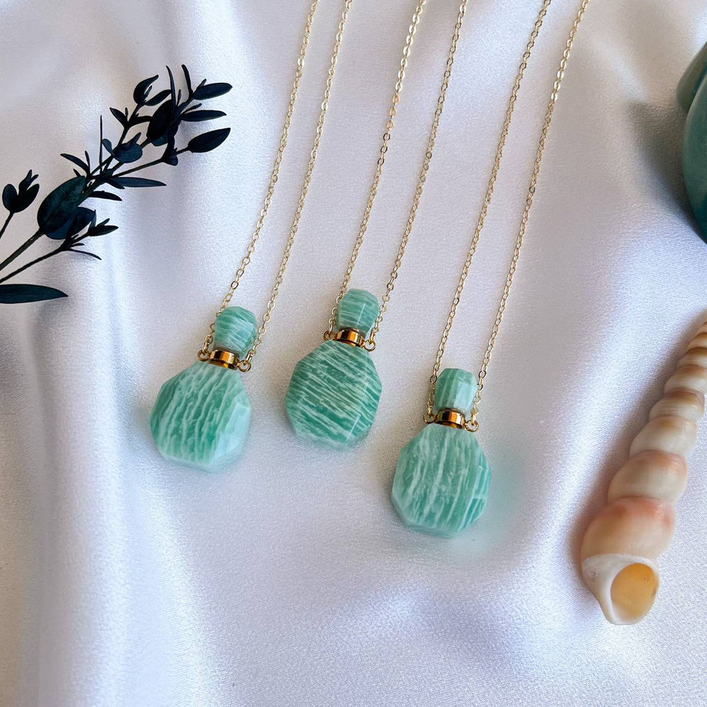 Кулон "Флакон" на цепочке из Амазонита