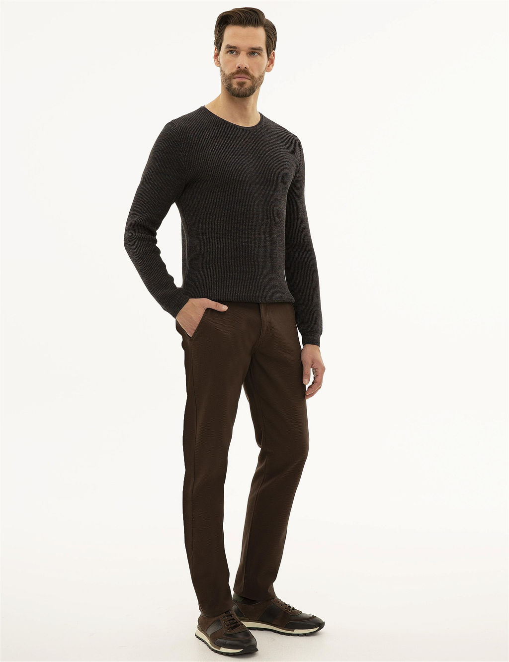 Kahverengi Slim Fit Kanvas Pantolon - Pierre cardin фото 2