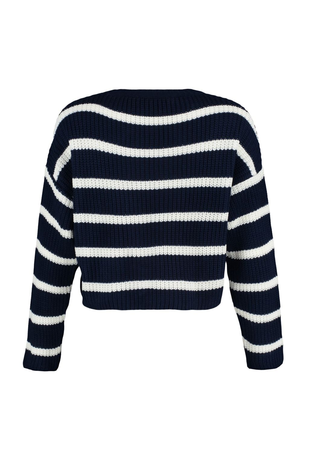Lacivert Crop Basic Cizgili Genis Kal?p Triko Kazak TWOAW23KZ00390