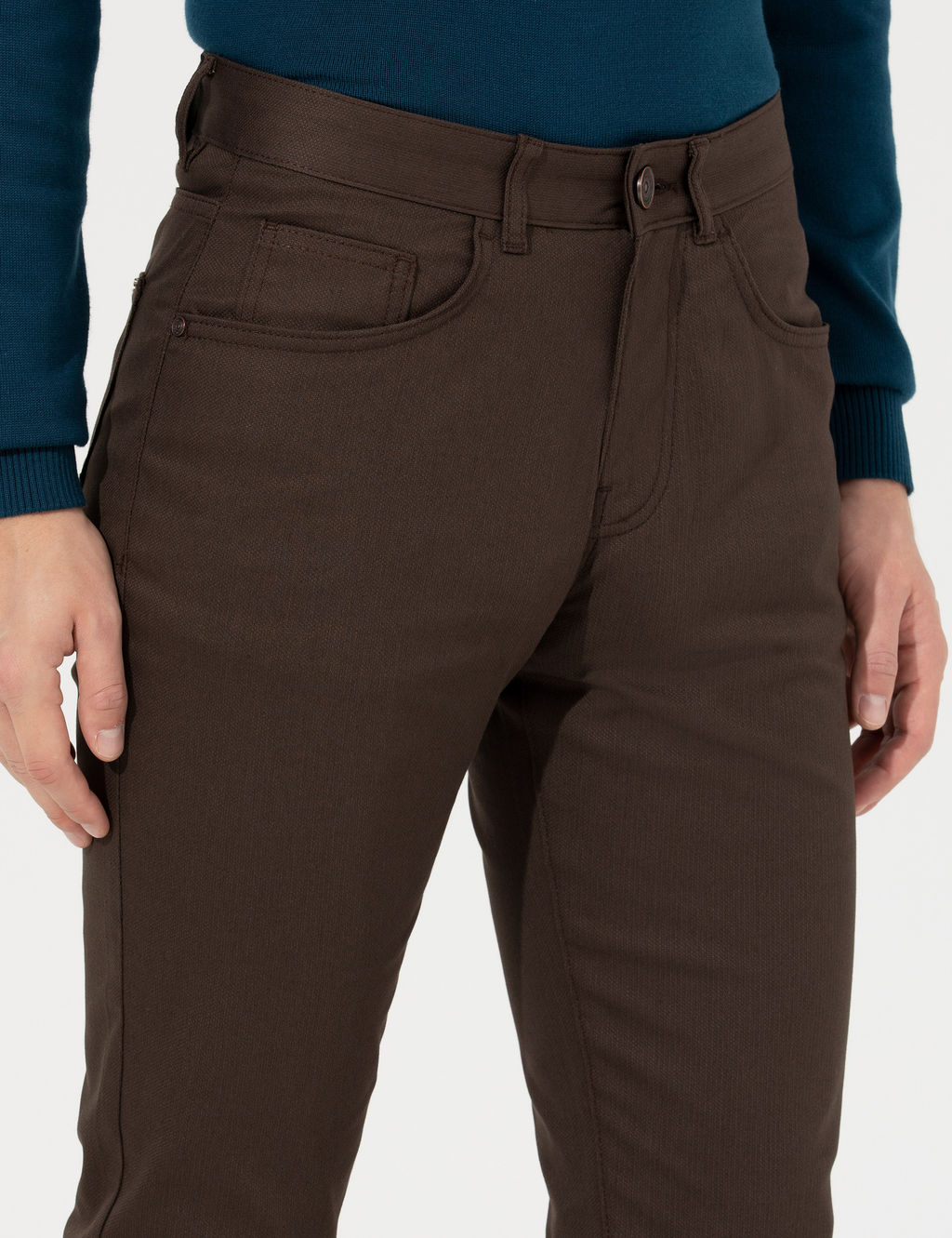 Kahverengi Slim Fit Kanvas Pantolon