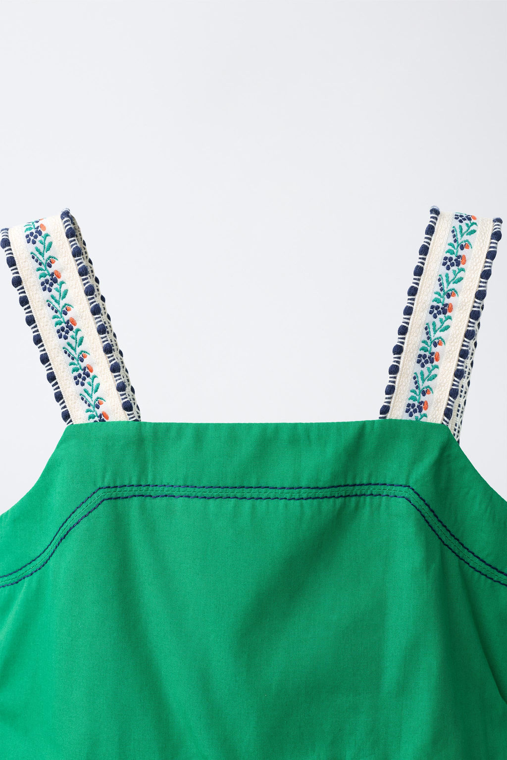 VESTIDO POPEL?N TIRANTES BORDADOS / Verde - Zara фото 5
