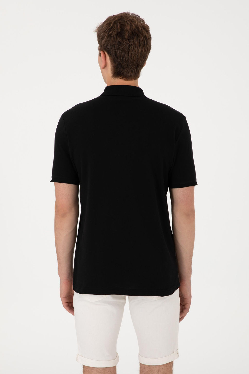 Erkek Regular Fit Polo Yaka Siyah Basic Ti__rt