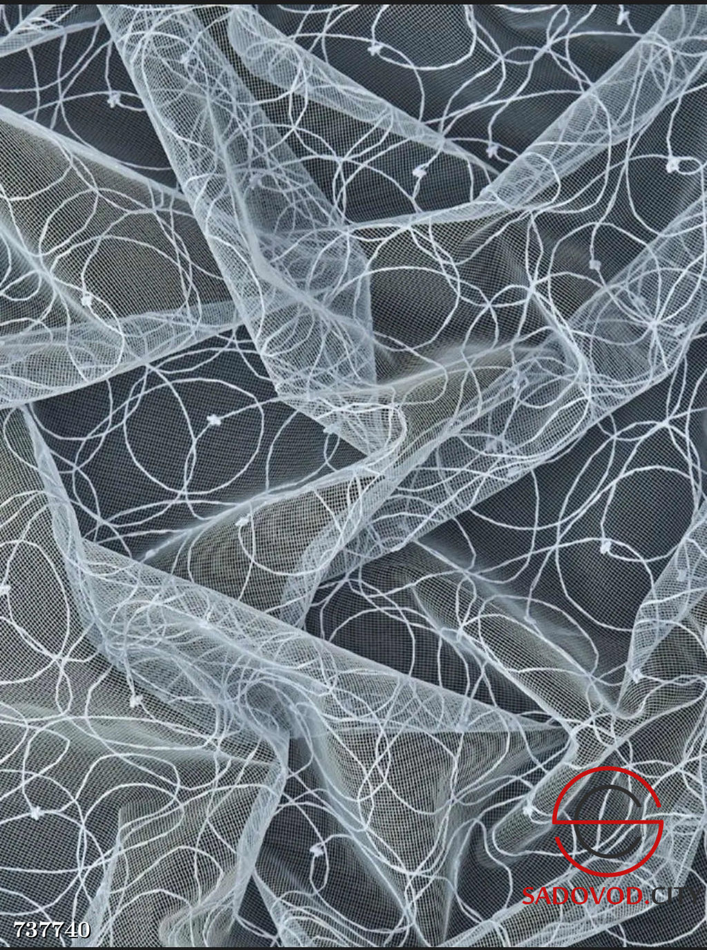 Тюль на шторной ленте с рисунком