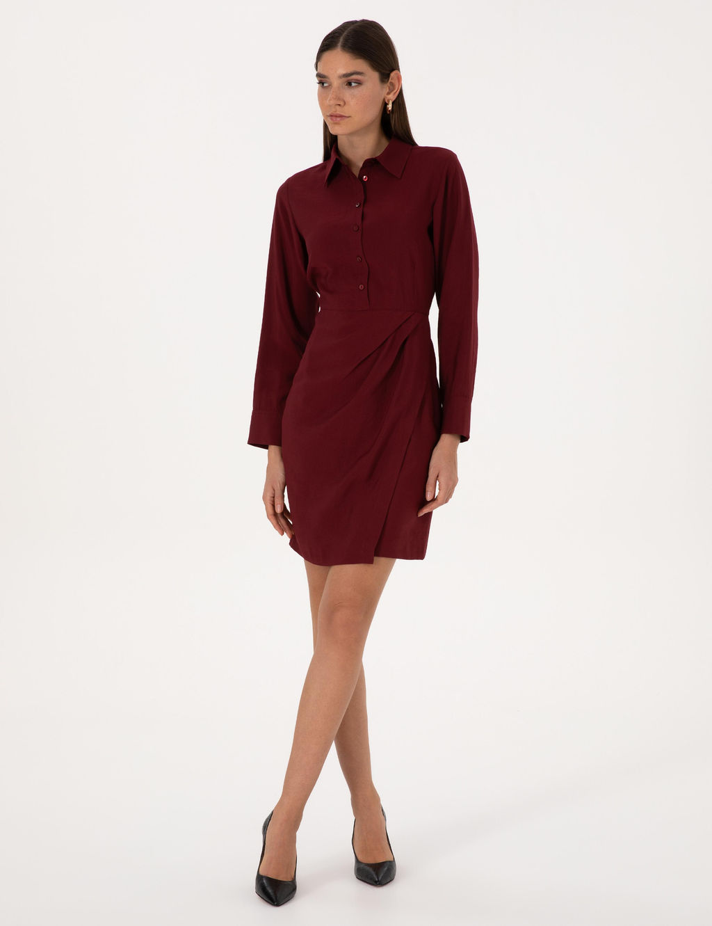 Bordo Regular Fit Dokuma Elbise - Pierre cardin фото 3