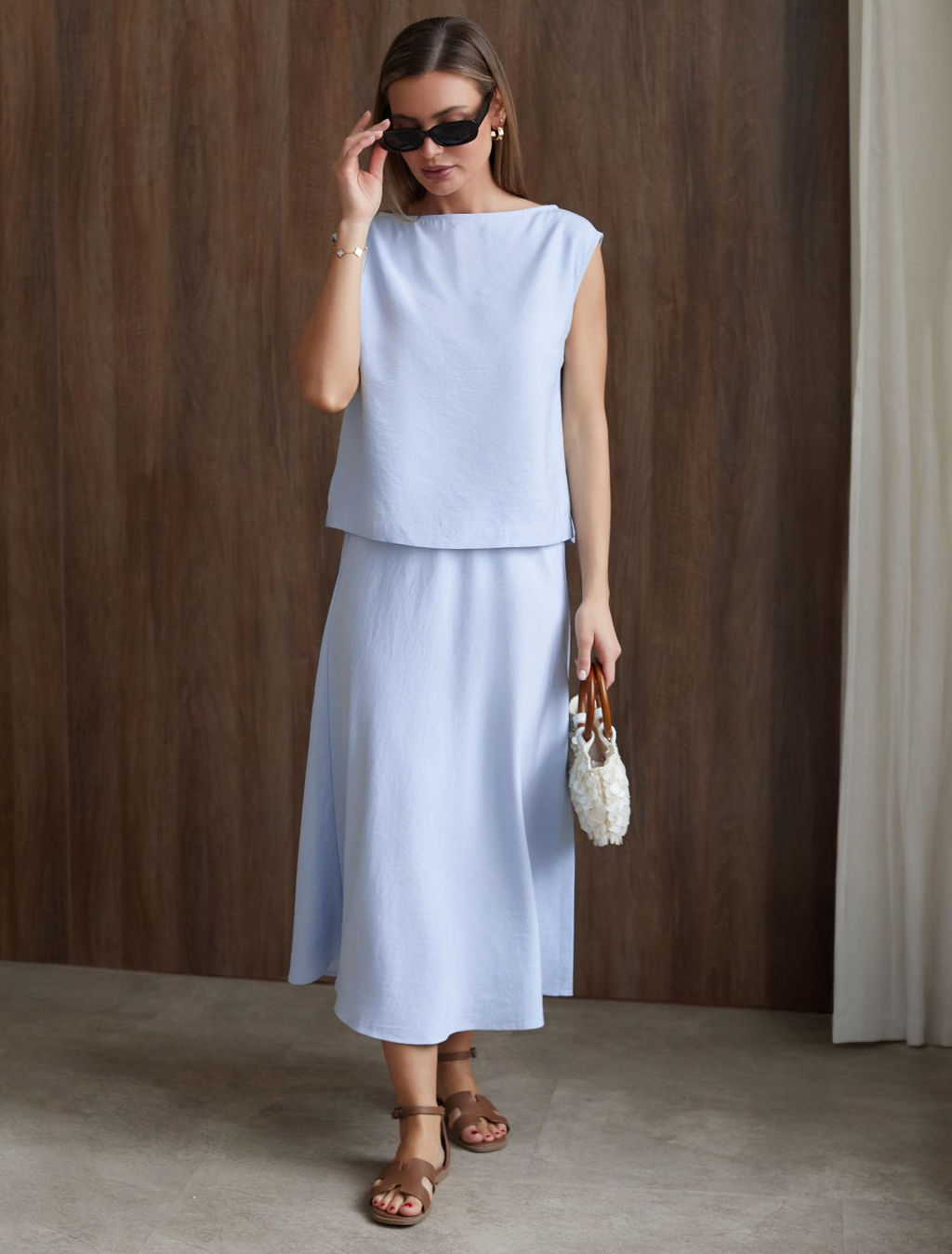 Топ c вырезом лодочка из плотного лиоцелла - Vilatte фото 3