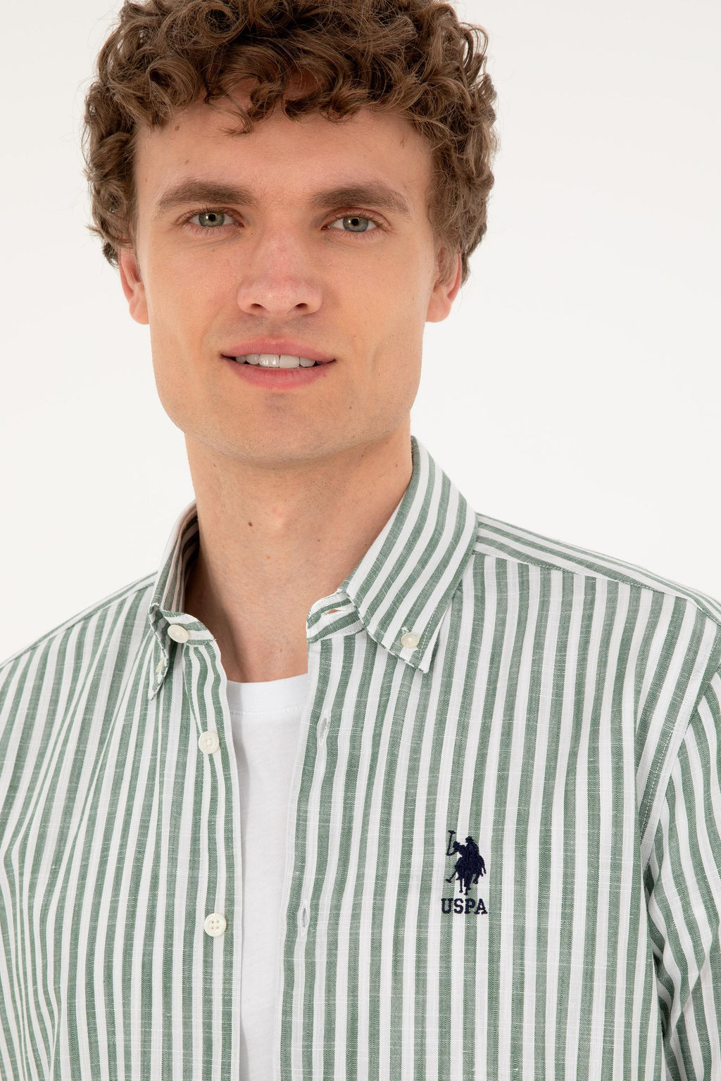 U. S. Polo Assn / Мужская рубашка цвета хаки с длинным рукавом - U.s. polo assn фото 9