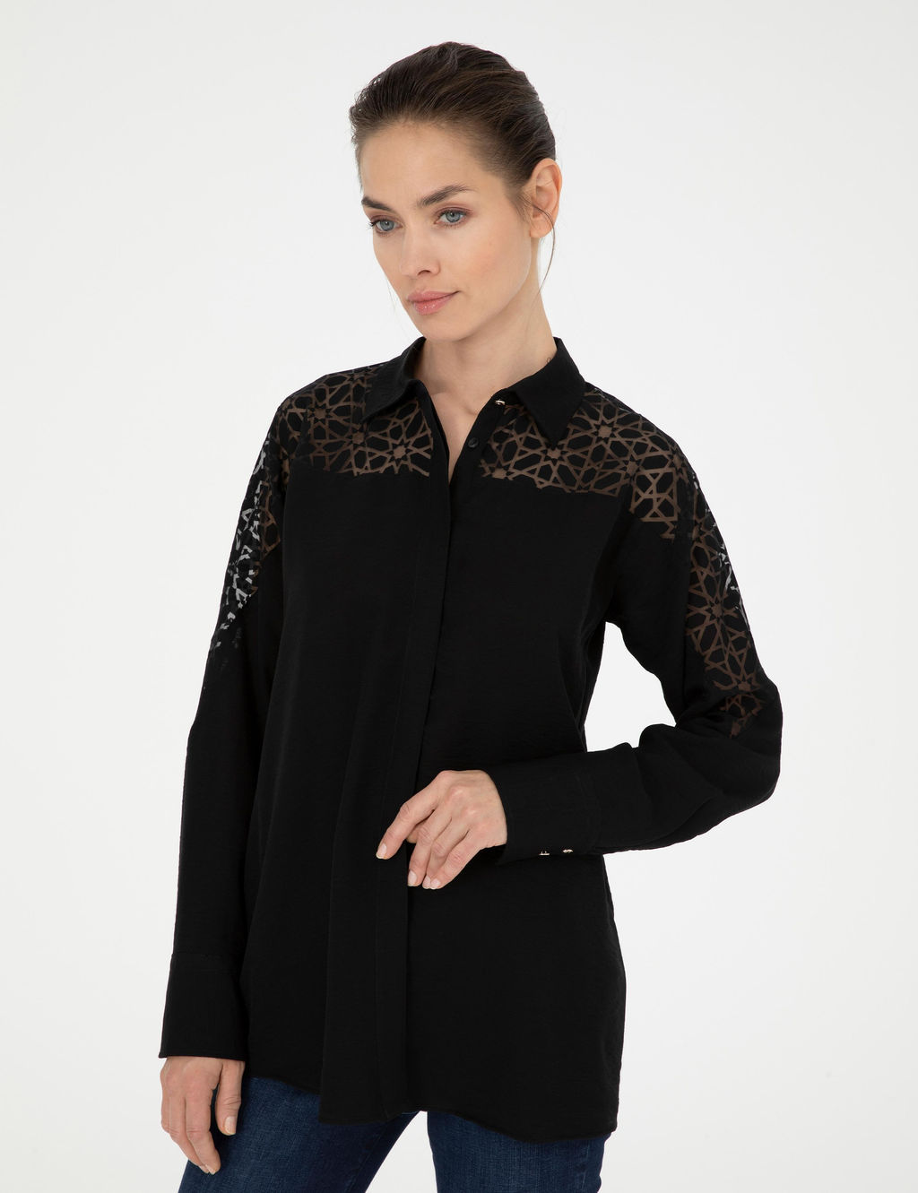 Siyah Comfort Fit Uzun Kollu G_mlek
