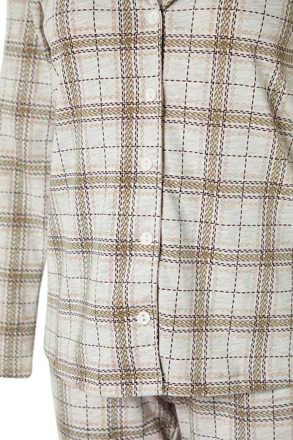 Trendyolmilla Bej %100 Pamuklu Ekoseli Orme Pijama Tak?m? THMAW20PT0266  фото 10
