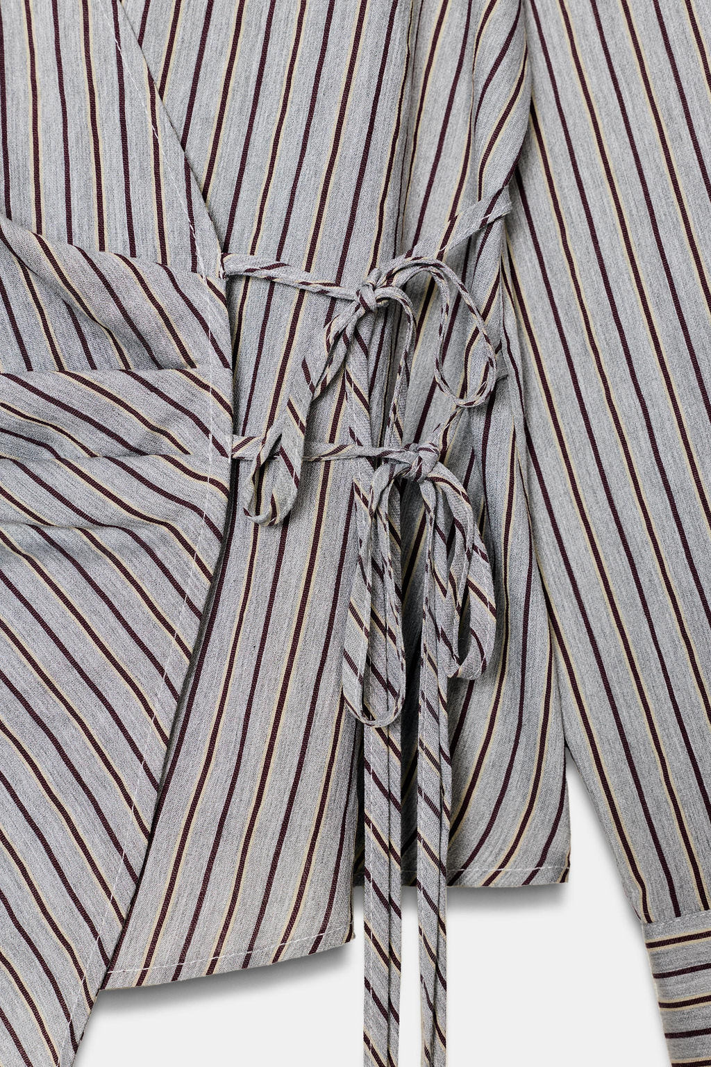 STRIPED WRAP SHIRT WITH BOW - Zara фото 9