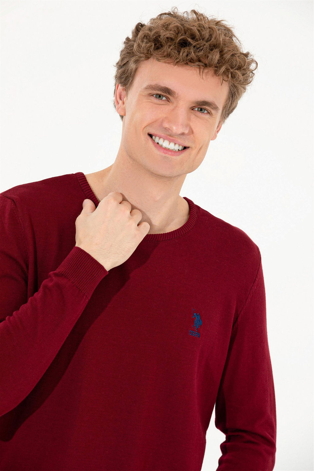 U. S. Polo Assn Мужской бордово-красный базовый свитер - U.s. polo assn фото 10