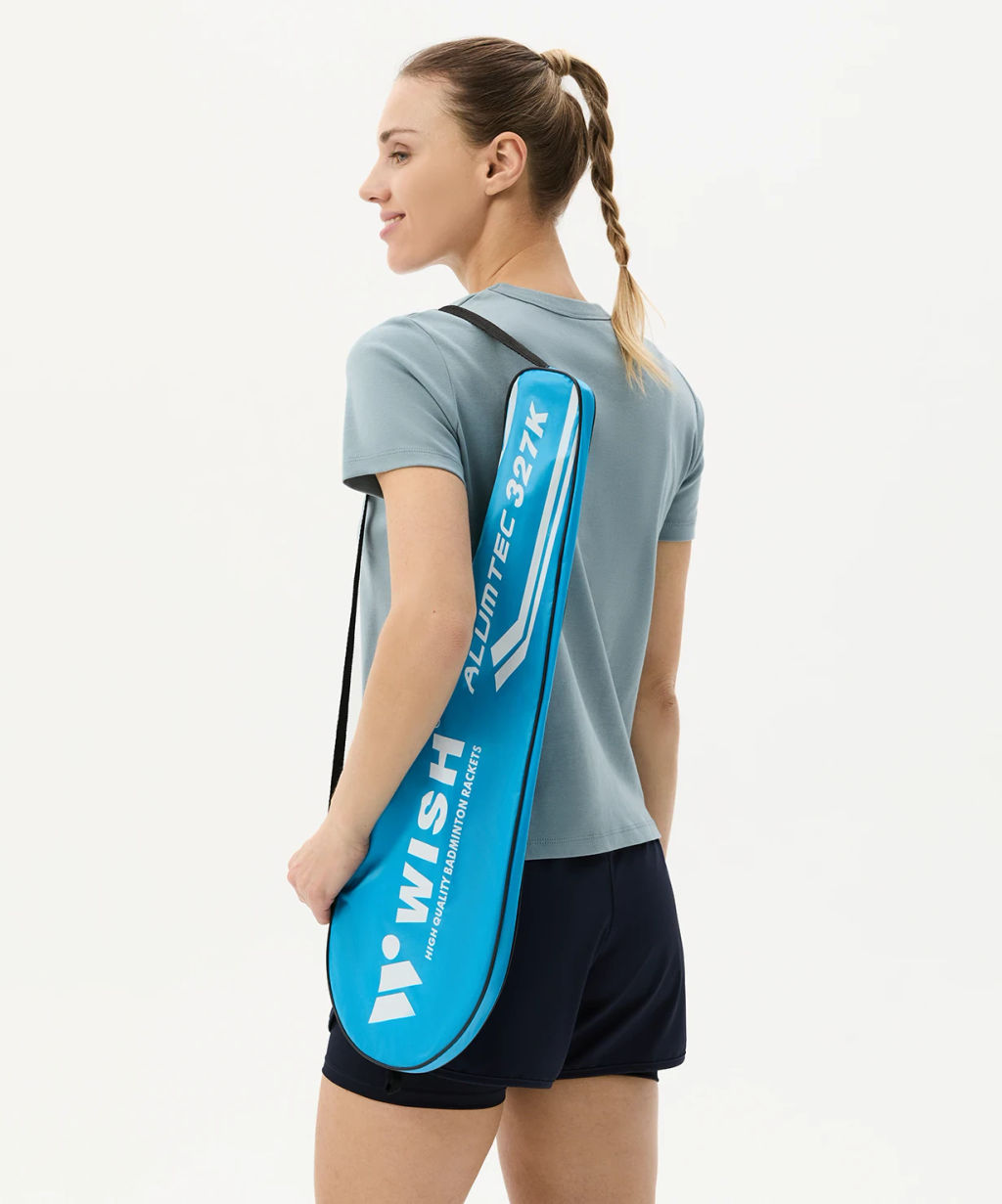 Набор для бадминтона Wish Alumtec 327 (2 ракетки + 2 волана), оранжевый/синий  фото 12